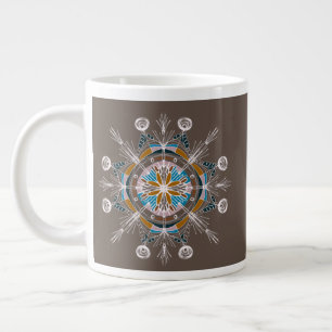 Moderne Mandala-Blumen-Rosa-Boho-Kunst Jumbo-Tasse