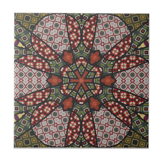 Moderne Mandala Keramik Tile Fliese (Vorderseite)