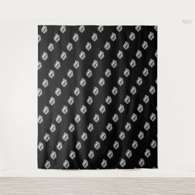 MODERNE Mandala KLEINE LINIEN - SCHWARZE EYE Tapes Wandteppich (Vorderseite)