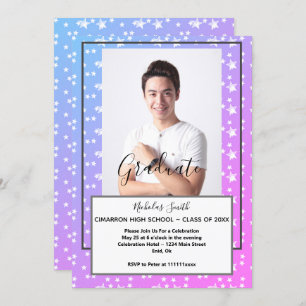 MODERNE MÄNNER BLAUBSTARTEN  GRADUTIONSPARTEI EINLADUNG