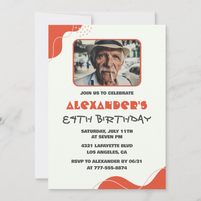 Moderne Männer Einladungen zum 84. Geburtstag (Vorderseite)