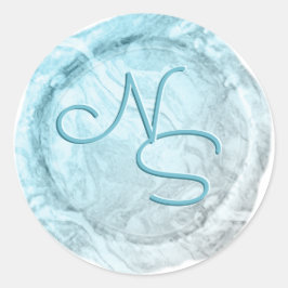 Moderne marbile Blue Wax Siegel Monogram Sticker