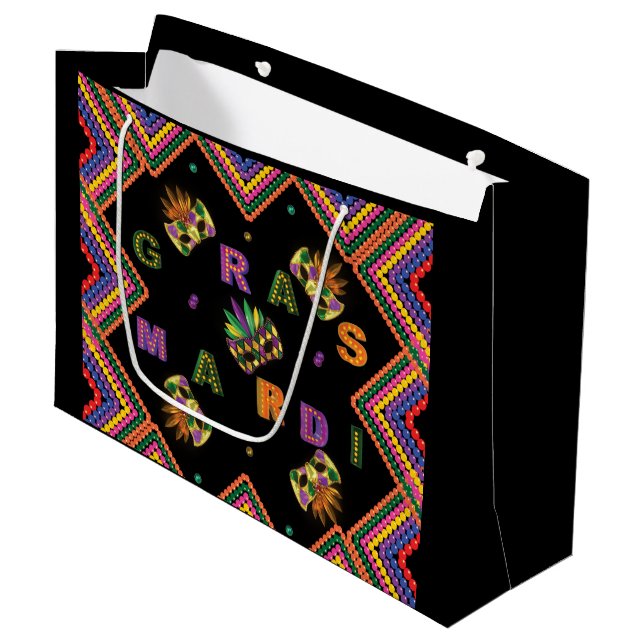 Moderne Mardi Gras große Geschenktasche Geschenktüte (Vorderseite Schrägansicht)