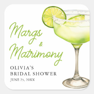 Moderne Margs & Hochzeits-Cocktail- Bridal-Shower Quadratischer Aufkleber