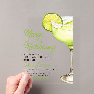 Moderne Margs & Matrimony Cocktail-Junggesellinnen Acryleinladungen