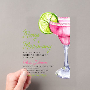 Moderne Margs- und Hochzeits-Cocktail-Brautparty Acryleinladungen