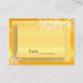 Moderne marigold Yellow & White floral Briefmarke Platzkarte