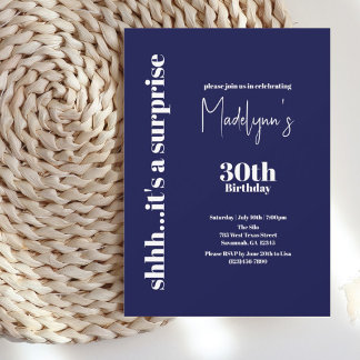 Moderne Marine 30. Überraschung Geburtstag Einladung
