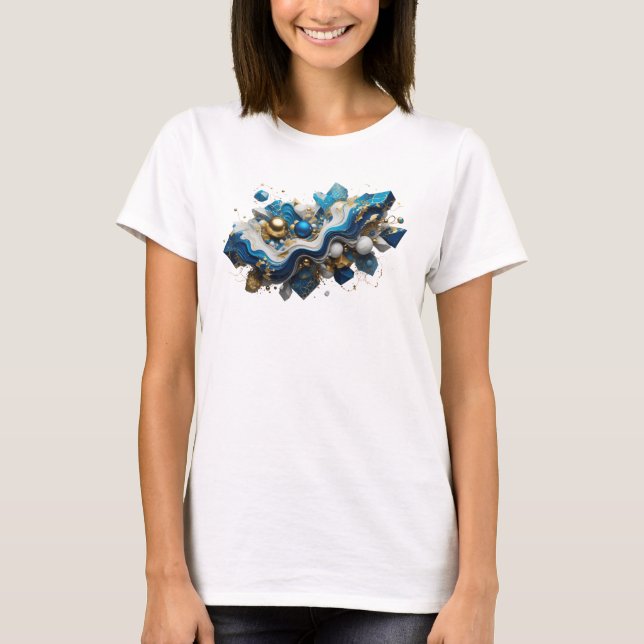 Moderne Marine ABSTRACTE KUNST Tragbare Kunst T-Shirt (Vorderseite)