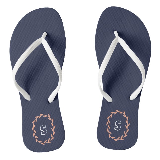 Moderne Marine Add Your Monogram Dreh Flop Flip Flops (Fußbett)