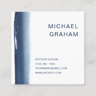 Moderne Marine Blue Elegante Wasserfarbe Quadratische Visitenkarte