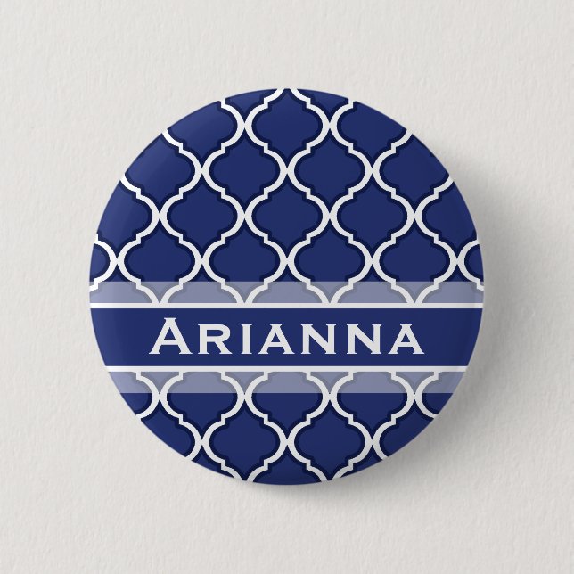 Moderne Marine Blue Marokkaner Trellis Button (Vorderseite)