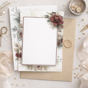 Moderne marine Florale leere Hochzeit  Einladung