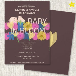 Moderne marine Riso-Druck-Blumen-Baby-Party Einladung