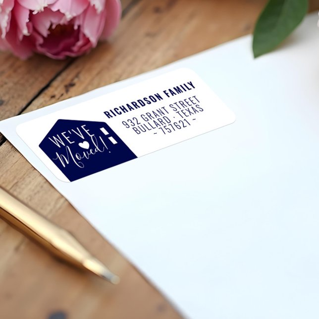 Moderne Marine Wir haben das neue Zuhause-Adresset (Modern Navy We've Moved New Home Address Label)