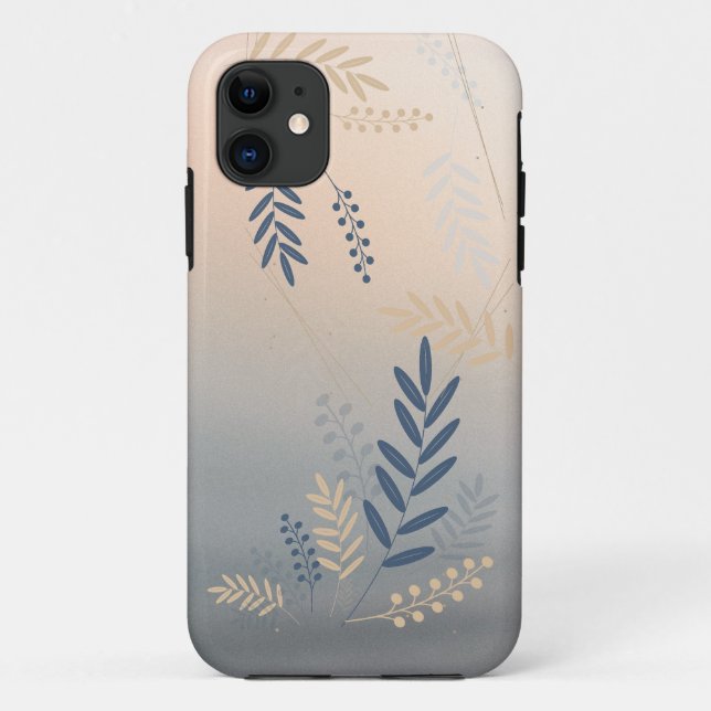 Moderne marineblaue Blumen iPhone Case (Rückseite)