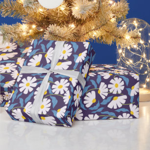 Moderne marineblaue Blumenverpackung   Elegantes M Geschenkpapier