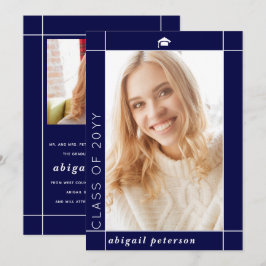 Moderne marineblaue Klasse 2025 Abschluss Foto Ankündigung