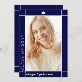 Moderne marineblaue Klasse 2025 Abschluss Foto Ankündigung