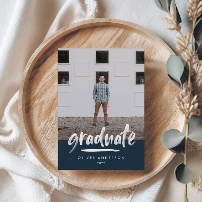 Moderne marineblaue Schrift 3 Foto stilvoller Absc Einladung (Von Creator hochgeladen)