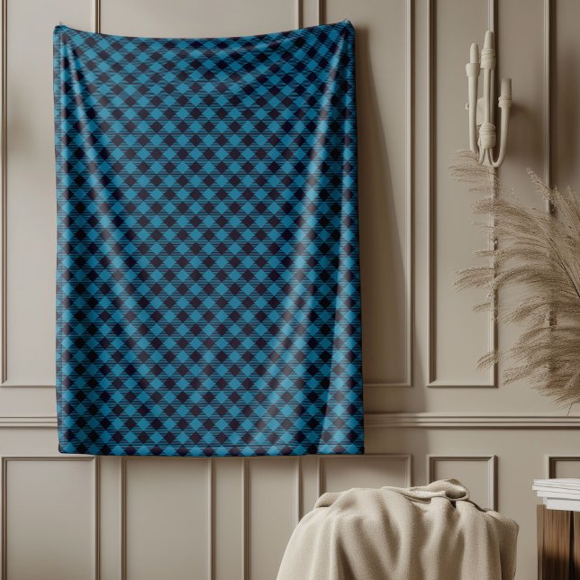 Moderne Marinedecke für Wohnzimmer Fleecedecke (Modern Navy Checkered Blanket for Living Room)