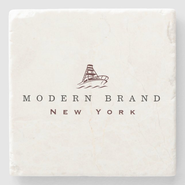 Moderne Marke Oxblut Red Black Coastal Boat  Steinuntersetzer (Vorderseite)