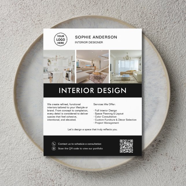 Moderne Marketingmaßnahmen für Innendesigner  Flyer (Modern Interior Designer Marketing Flyer)