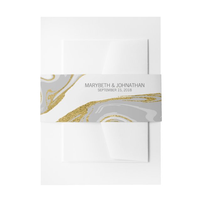 Moderne Marmor & Gold Hochzeitsfeier Einladungsbanderole (Vorderseite Beispiel)