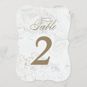 Moderne Marmor-Hochzeitstisch-Nummern   Gold Einladung