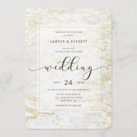 Moderne Marmor in klassischem Weiß mit Goldhochzei