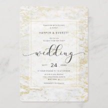 Moderne Marmor in klassischem Weiß mit Goldhochzei