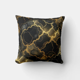 Moderne Marmor-Optik in Schwarz + Gold Luxus Kissen