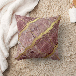 Moderne Marmor-Rosa + Gold Luxus Kissen
