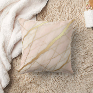 Moderne Marmor-Rosa + Gold Luxus  Kissen
