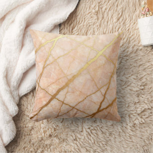 Moderne Marmor-Rosa + Gold Luxus  Kissen