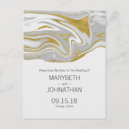 Moderne Marmor- und Gold-Save the Date-Postkarte Ankündigungspostkarte