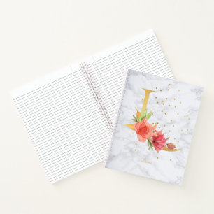 Moderne Marmor-Wasserfarbe Goldene Monogramm Buchs Notizbuch