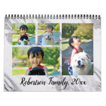 Moderne Marmorfoto Collage Monatlicher Kalender