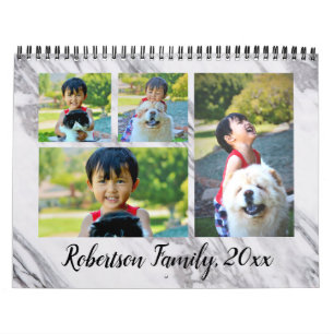 Moderne Marmorfoto Collage Monatlicher Kalender