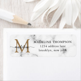 Moderne Marmorgold-Mädchen-Schrift-Monogramm-Adres