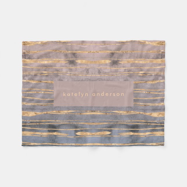 Moderne Marmorgoldfolie Edelstein Innenarchitektin Fleecedecke (Vorderseite (Horizontal))