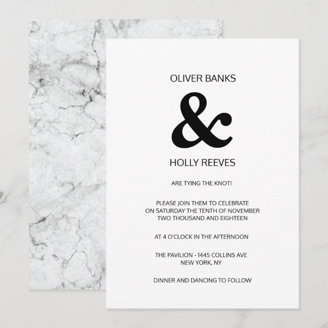 Moderne Marmorhochzeit Einladung (Vorne/Hinten)