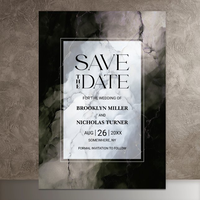 Moderne Marmorhochzeit rettet das Datum Save The Date (Von Creator hochgeladen)