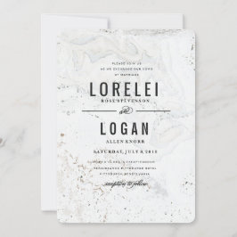 Moderne Marmorhochzeit | Schwarz Einladung