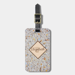Moderne Marmorstein-Textur, monogramm-personalisie Gepäckanhänger