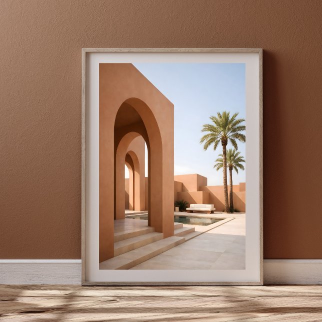 Moderne marokkanische Arkade mit Palmen Poster (Von Creator hochgeladen)