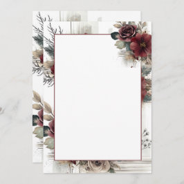 Moderne Maroon Floral Blank Hochzeit Einladung