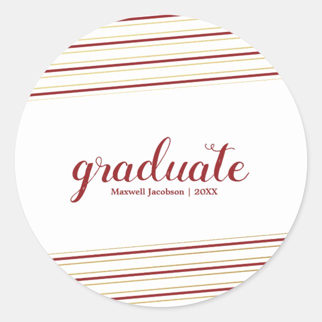 Moderne Maroon & Gold Graduate Custom Stickers (Vorderseite)