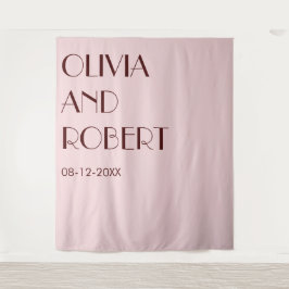 Moderne Maroon in hellrosa ästhetischer Hochzeitss Wandteppich