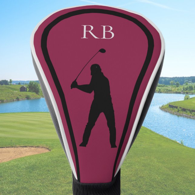 Moderne Maroon-Monogramm-Golfkopfabdeckung für Män Golf Headcover (Von Creator hochgeladen)